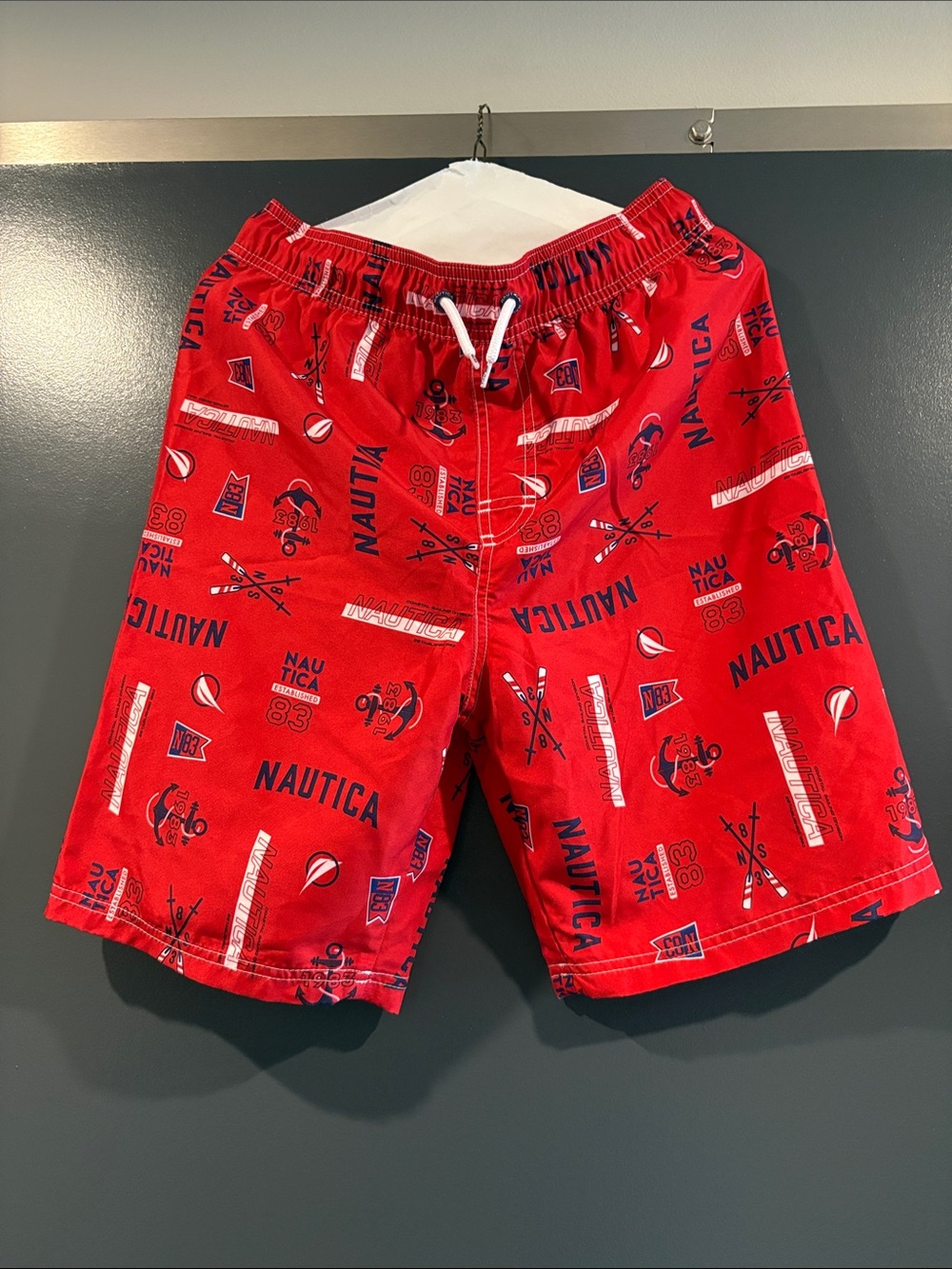 Nautica Red Nautical Print Boys' Swim Shorts